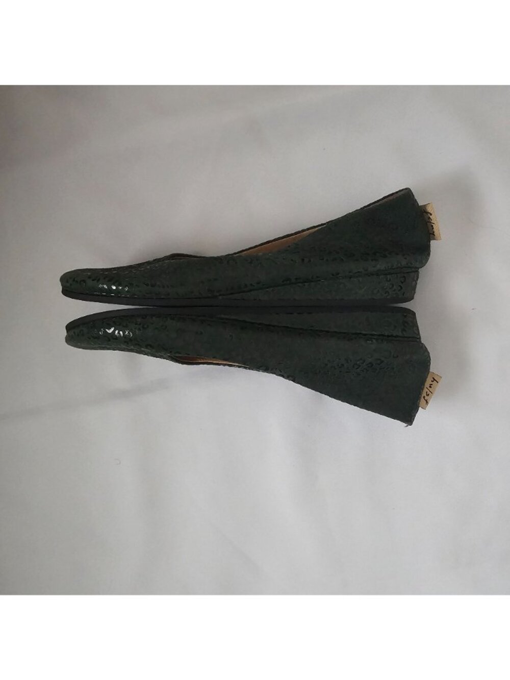 French Sole FS/NY Dark Green Leopard Print Zeppa Semi-Wedge Shoe Women's 7.5 - Picture 9 of 12